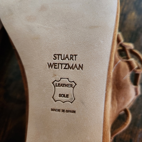 STUART WEITZMAN Brown Suede Stringdown Flats - Picture 12 of 12
